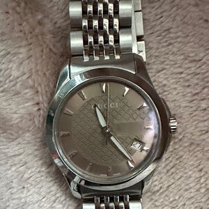 Gucci Silver-Tone Stainless Steel Watch with Champagne Dial